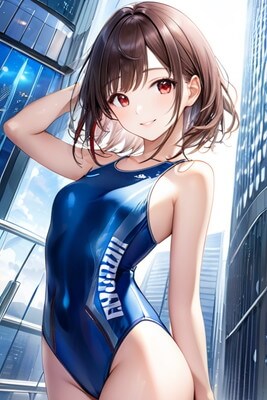 blue competition swimsuit